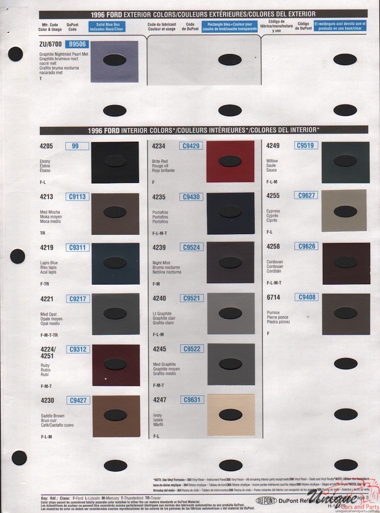 1996 Ford Paint Charts DuPont 3